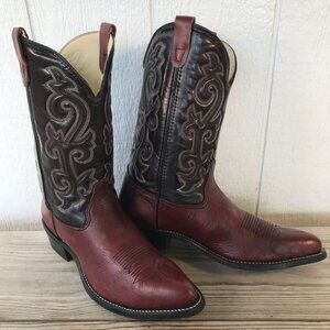 Rare Iron Age Mens Dress Mahogany and Black Leather Western Boots 13 D L7395325